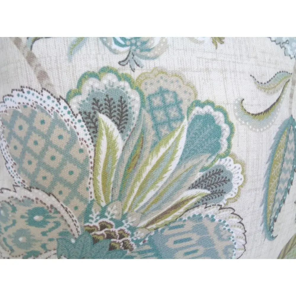 Pier 1 Linen Blue Floral Throw Pillow Flowers Green Leaves 17” Cottage Set of 2